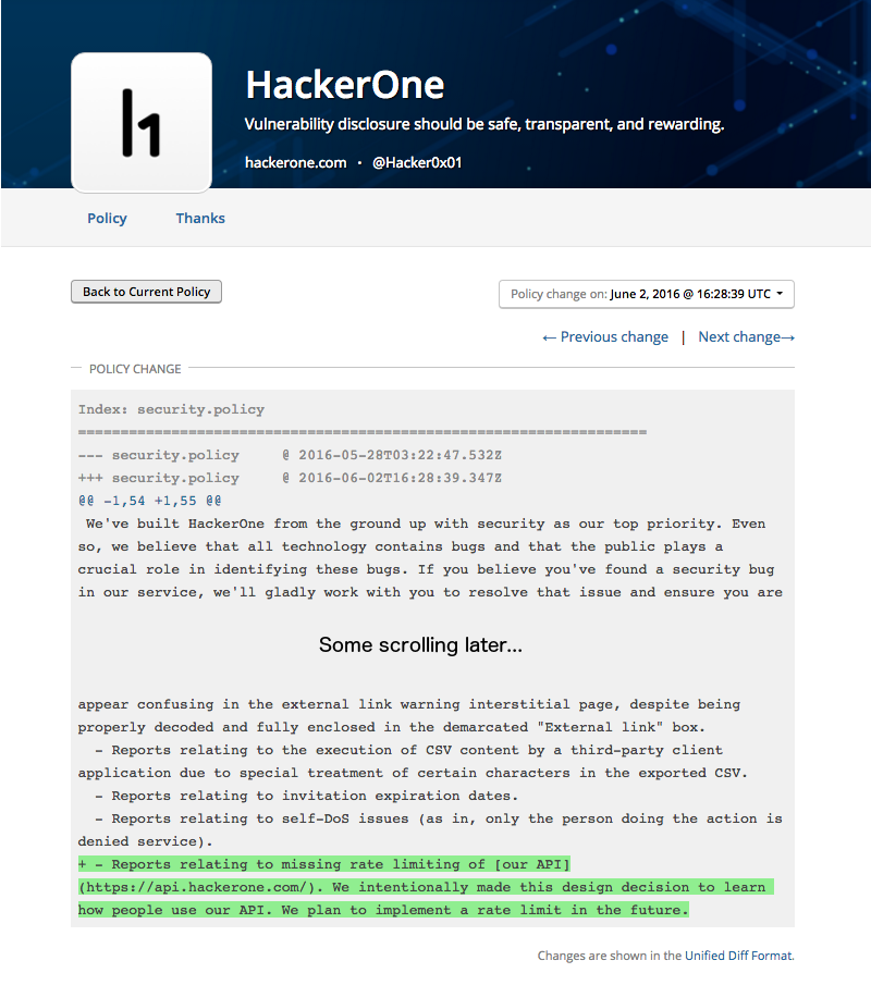 Example of policy diffing