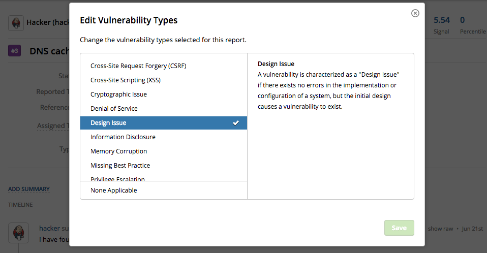 UI for updating vulnerability types