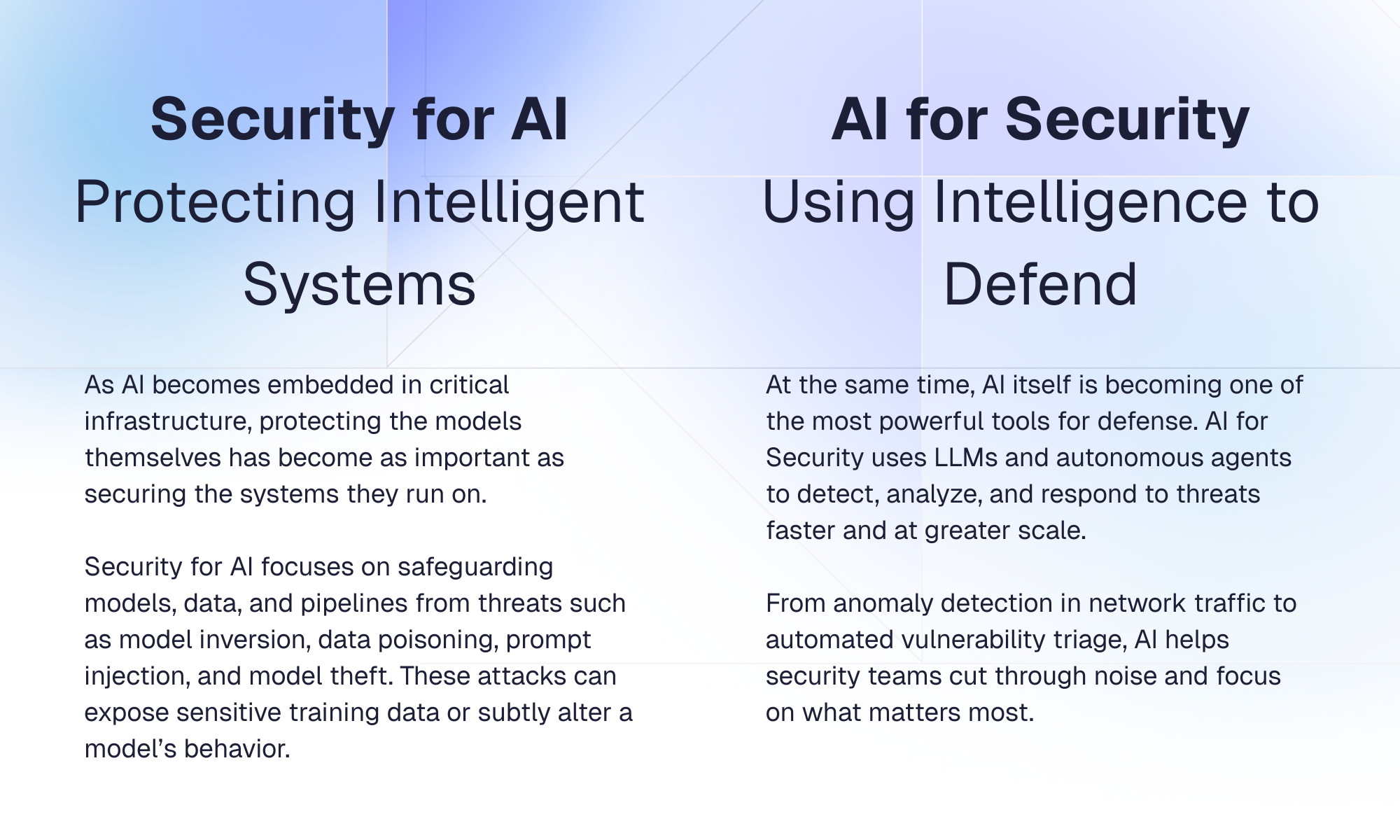 Security for AI vs. AI for Security