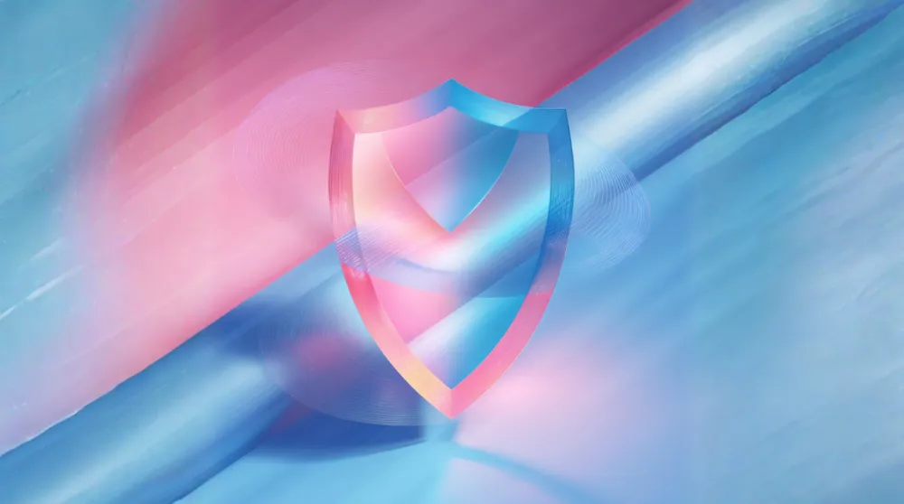 Shield on pink and blue background