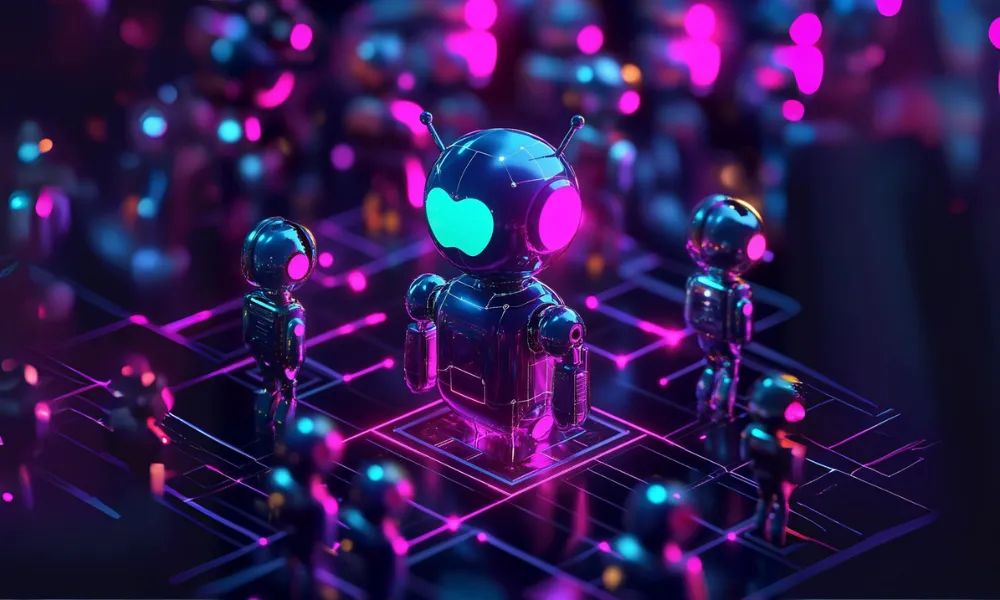 Robots on Digital Background