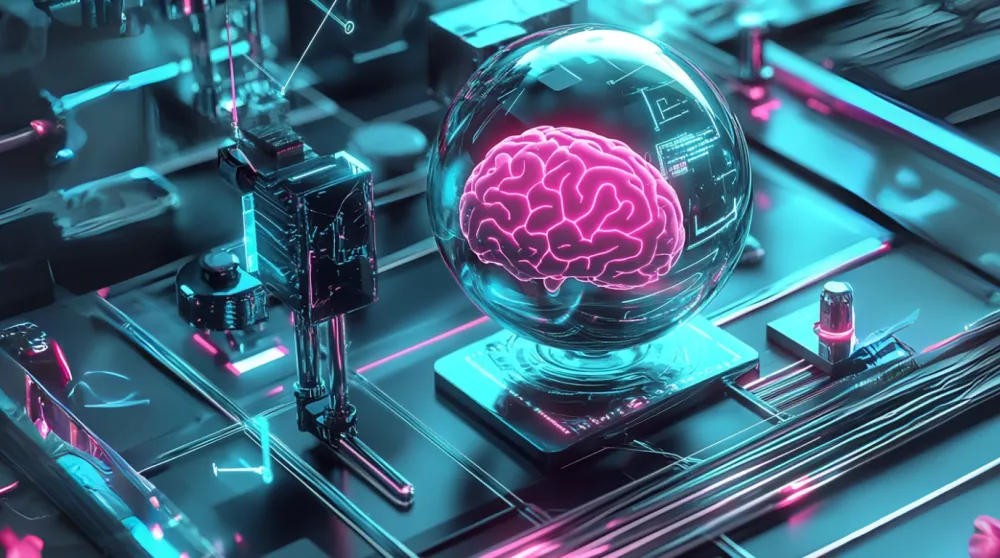 AI Brain on Tech Background